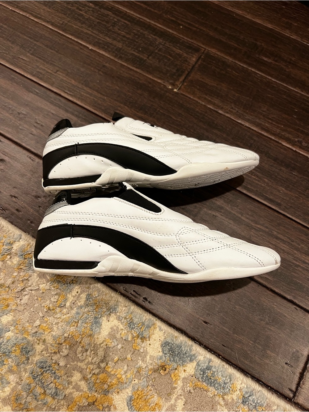 Kids White and Black Slip-On Martial Arts Shoes